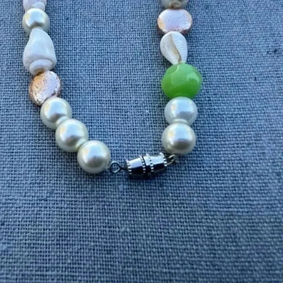 Artisan Ocean Soup Necklace • Shell Glass Faux Pearl - Picture 2 of 5